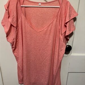 Women's Pink Ruffle Sleeve Top